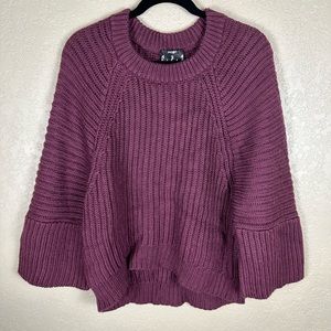 Lord & Taylor maroon wool alpaca blend cropped sweater